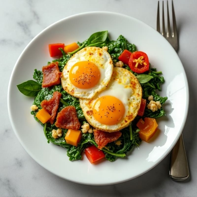 Egg White Spinach Scramble with Turkey Bacon