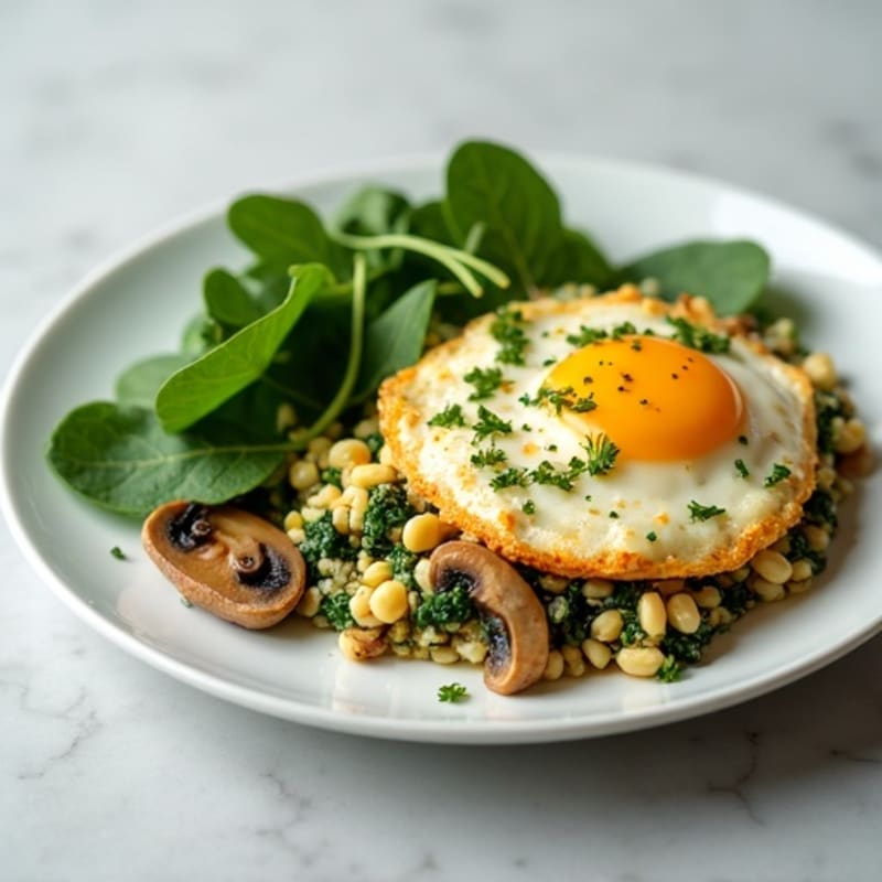 Egg White Spinach Scramble with Sautéed Mushrooms