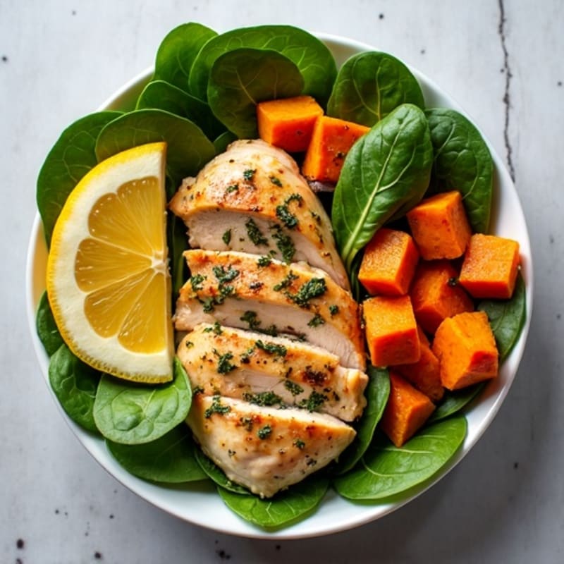 Herb-Roasted Chicken Power Bowl with Sweet Potatoes and Greens