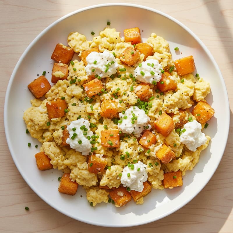 Sweet Potato and Cottage Cheese Scramble