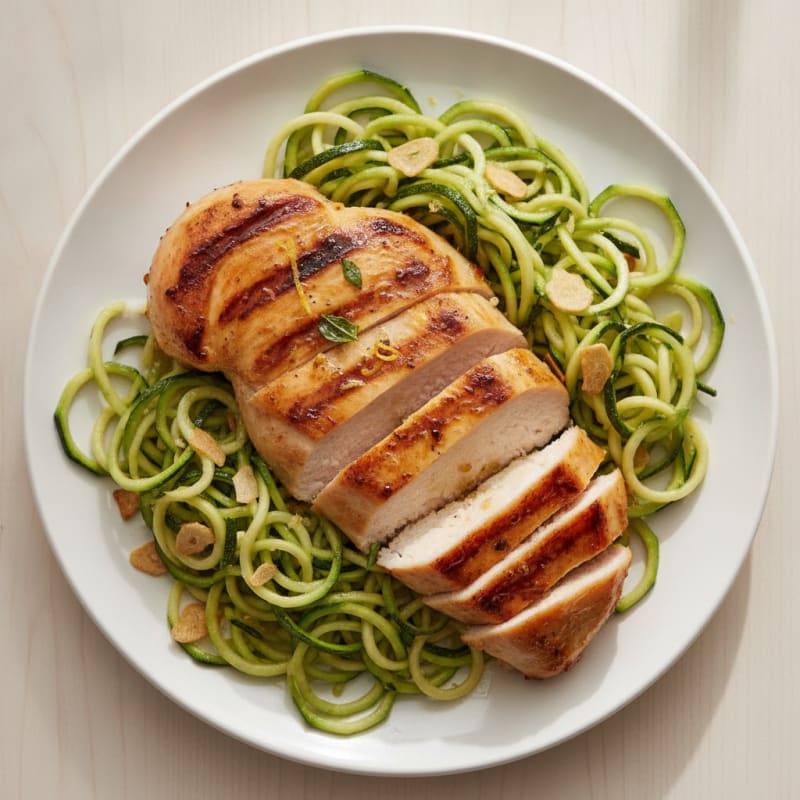 Grilled Chicken Breast with Zucchini Noodles