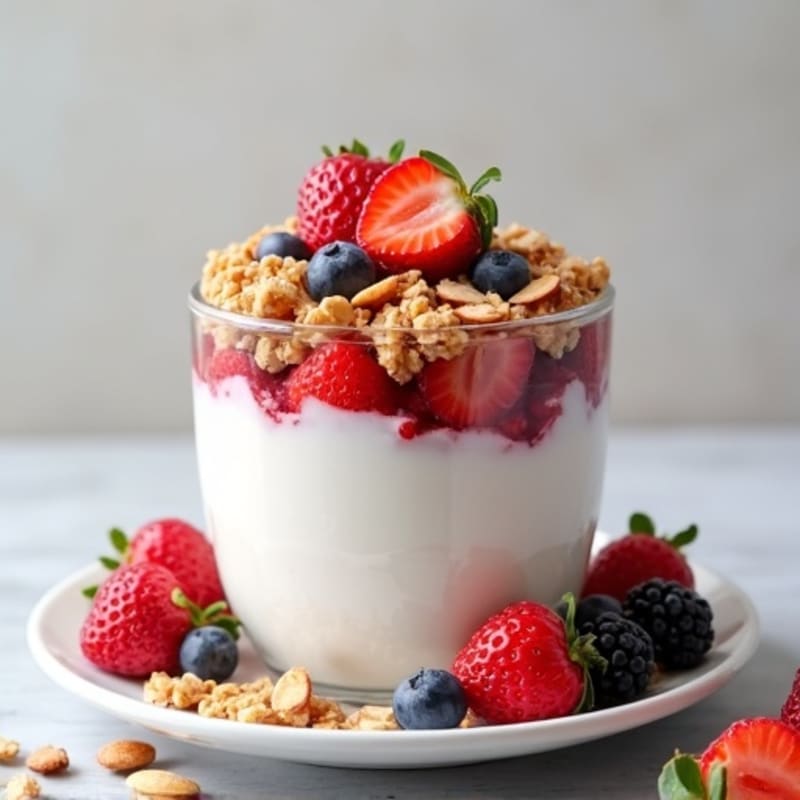 Creamy Greek Yogurt Parfait with Berries and Almonds