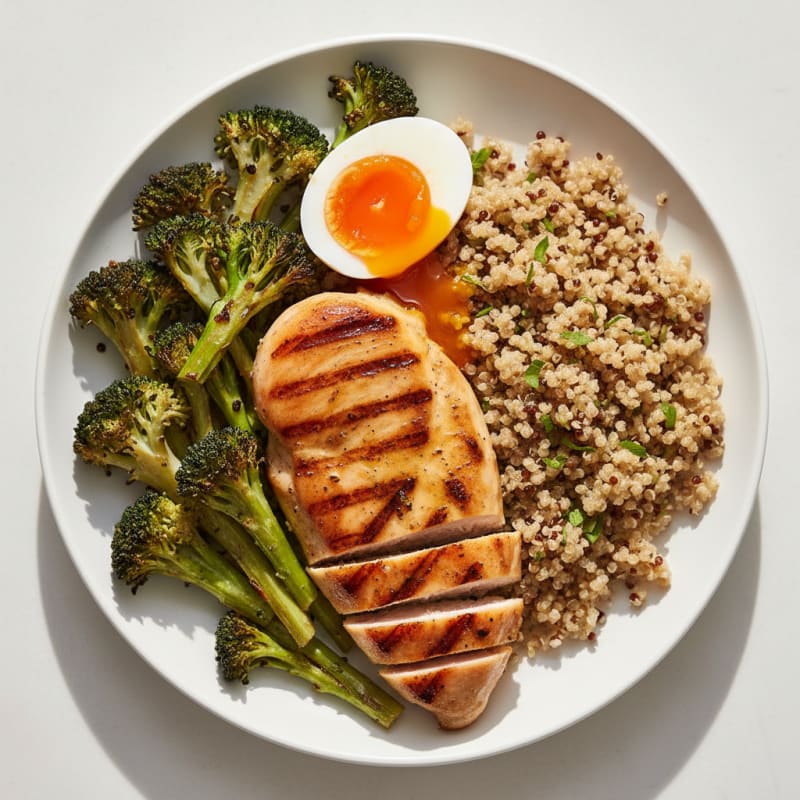 Grilled Chicken Breast with Roasted Broccoli and Quinoa