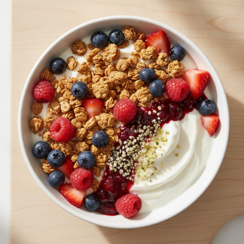 Creamy Greek Yogurt Parfait with Protein Granola and Fresh Berries
