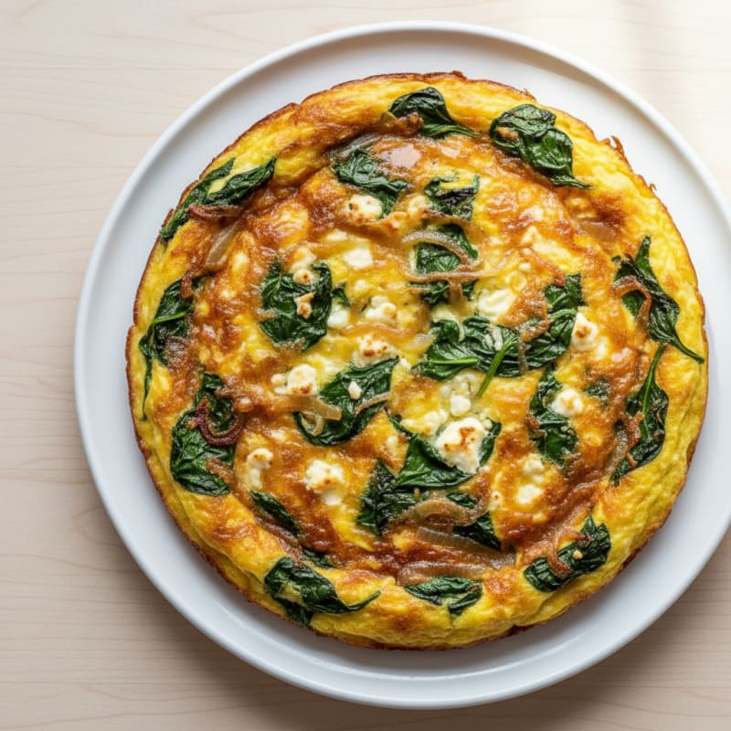 Golden Caramelized Onion and Spinach Frittata