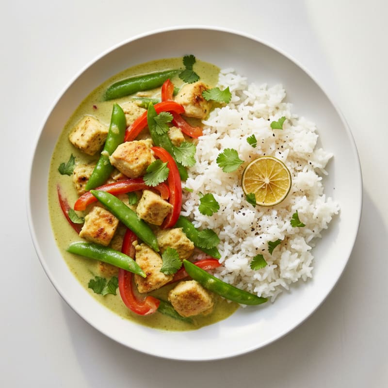 Green Curry Chicken with Coconut Rice