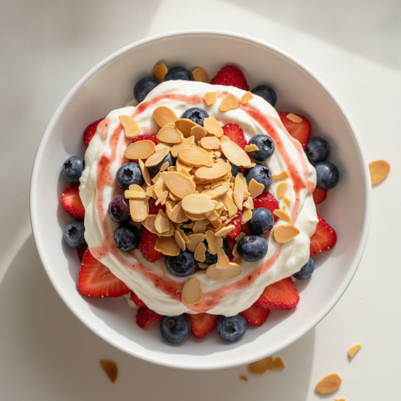 Greek Yogurt Protein Parfait with Berries and Almonds