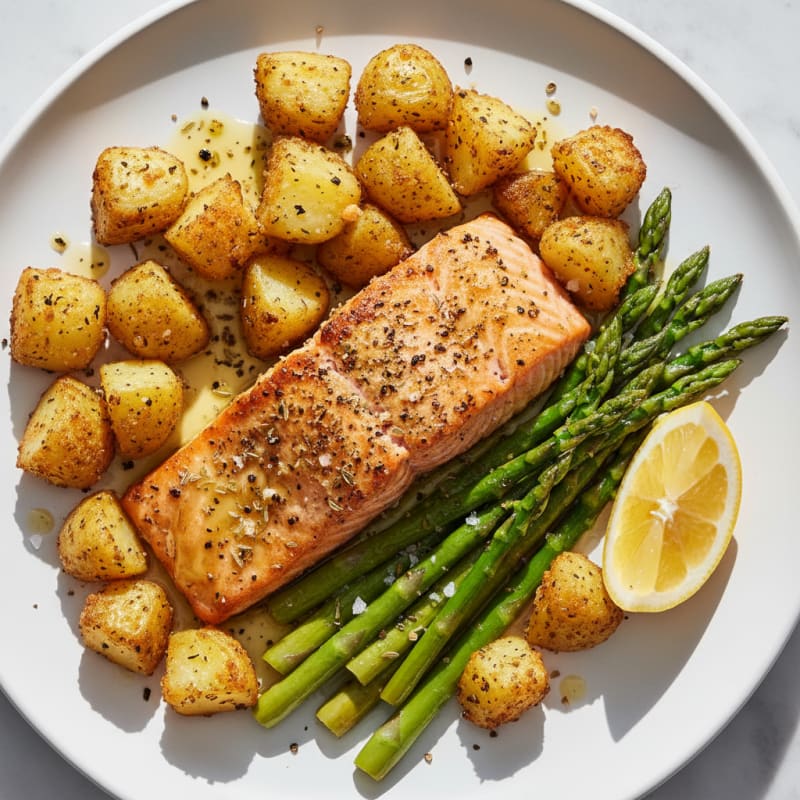Golden Roasted Salmon with Crispy Potatoes