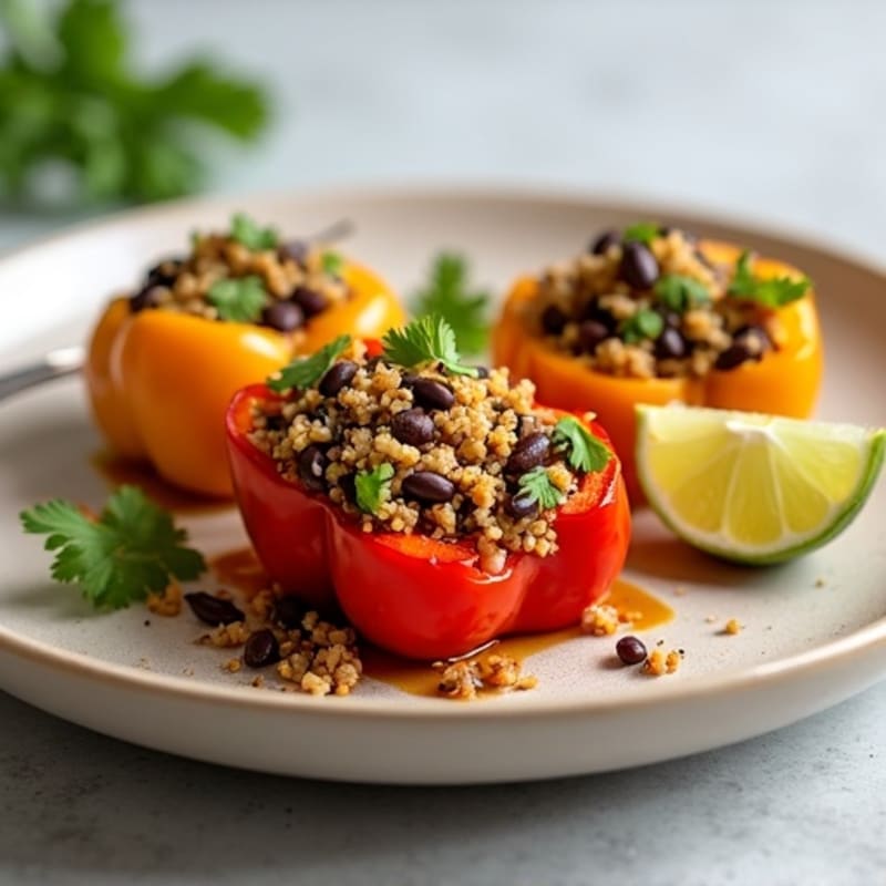 Roasted Bell Peppers Stuffed with Zesty Quinoa