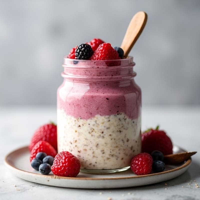 Vanilla-Berry Protein Overnight Oats