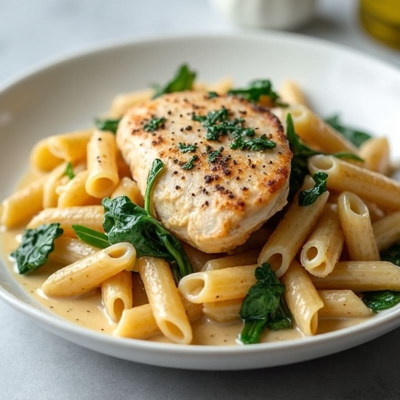 Creamy Garlic Chicken with Whole Wheat Pasta