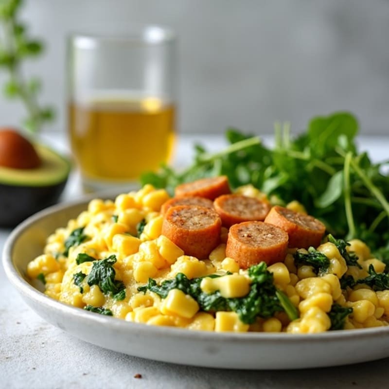 Egg White Scramble with Spinach and Turkey Sausage