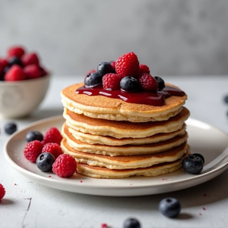 Fluffy Protein Pancakes with Berry Compote