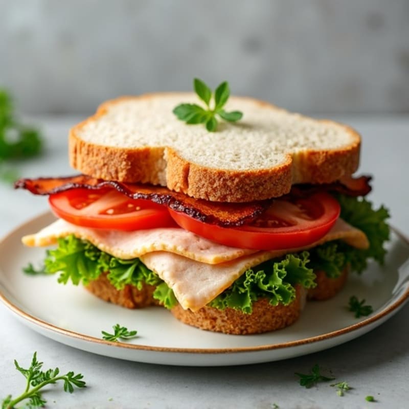 Crispy Turkey Bacon Lettuce Sandwich with Fresh Herbs