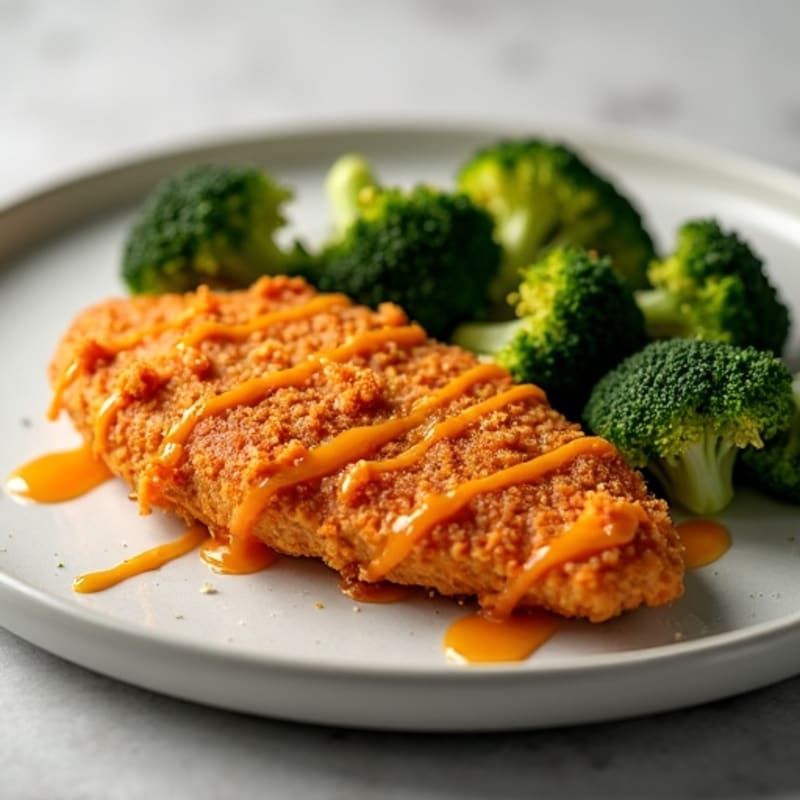 Crispy Baked Buffalo Chicken with Roasted Broccoli