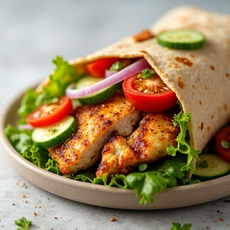 Crispy Grilled Chicken and Fresh Veggie Wrap