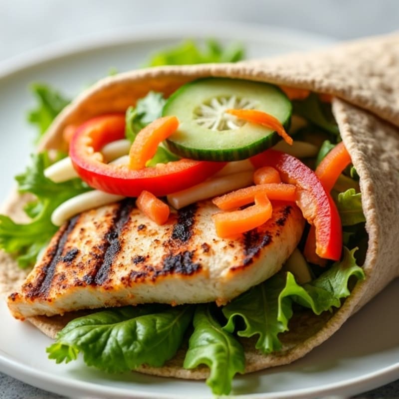 Grilled Chicken and Fresh Crunchy Veggie Wrap