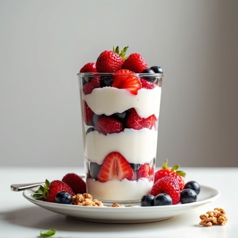 Greek Yogurt Parfait with Mixed Berries and Almonds