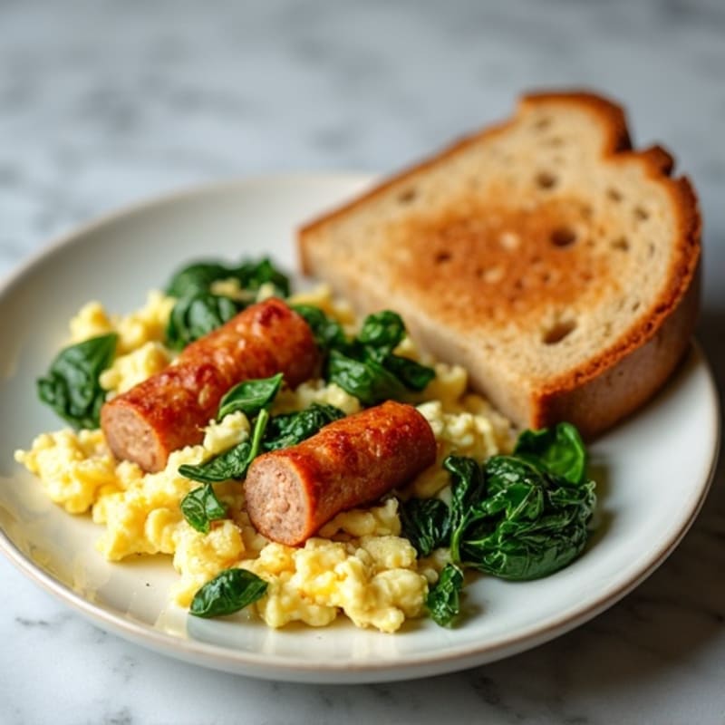 Egg White Scramble with Spinach and Turkey Sausage