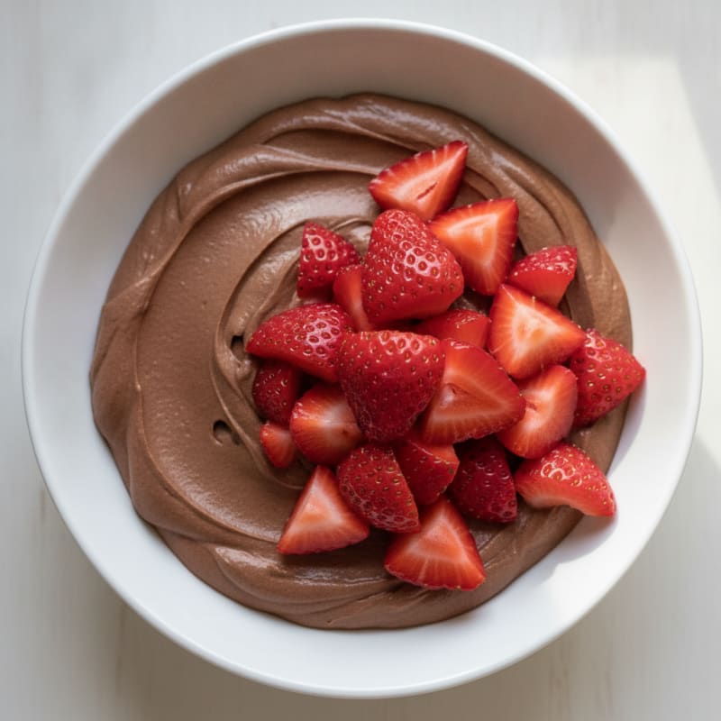 Chocolate Protein Mousse with Fresh Strawberries