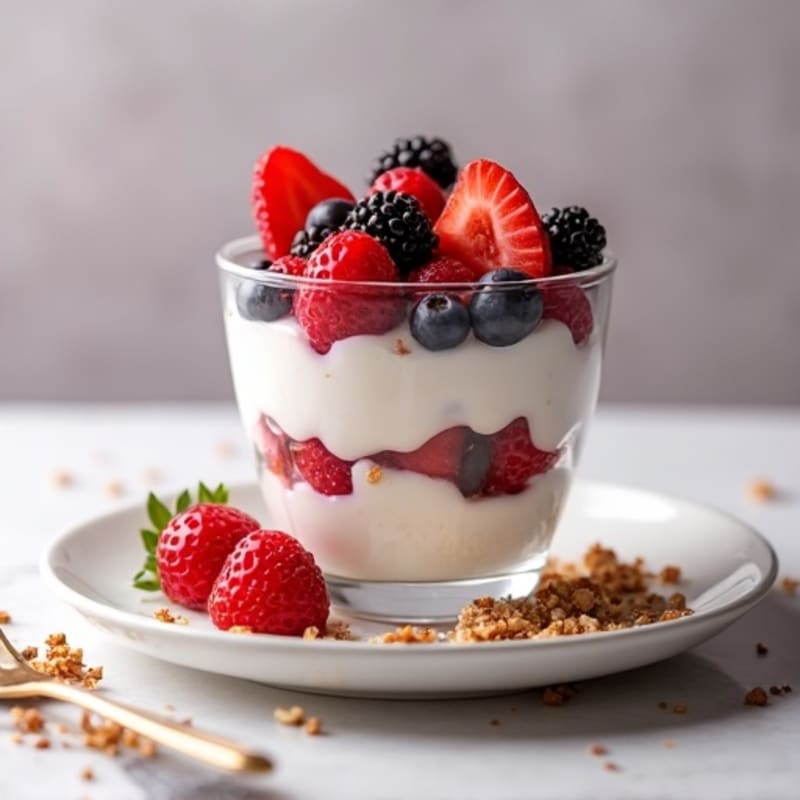 Greek Yogurt Protein Parfait with Mixed Berries and Almonds