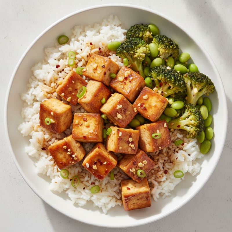 Ginger-Garlic Tofu Rice Bowl