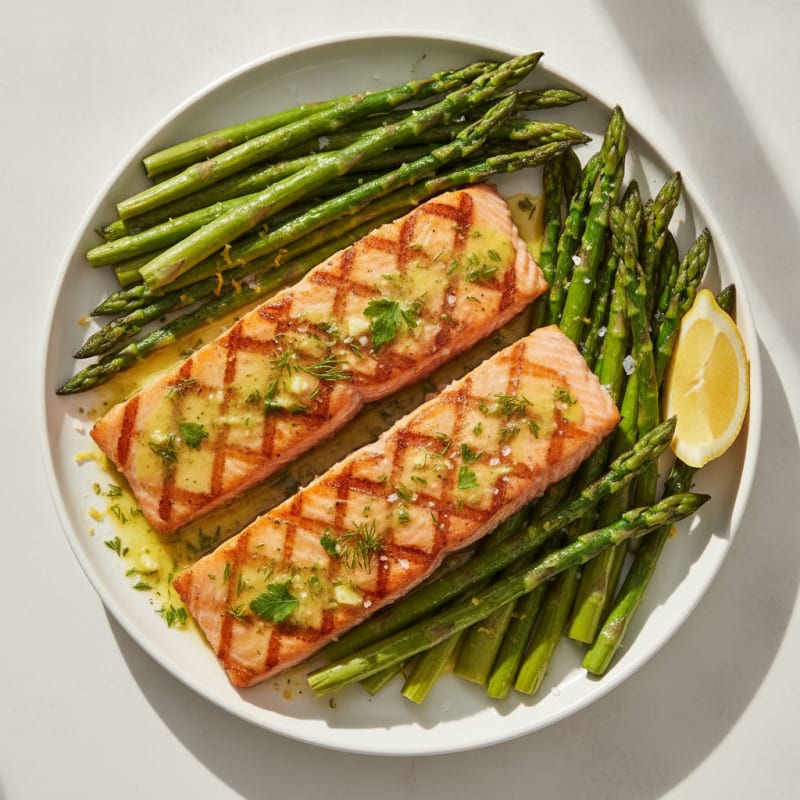 Lemon Herb Grilled Salmon with Asparagus