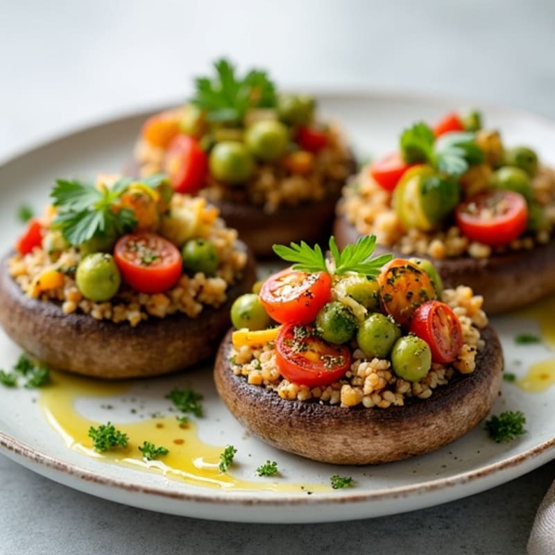 Portobello Mushrooms Stuffed with Herbed Quinoa and Roasted Vegetables