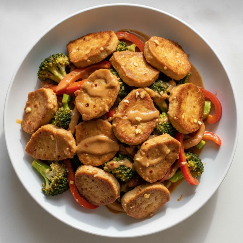 Seitan Stir-Fry with Peanut Sauce