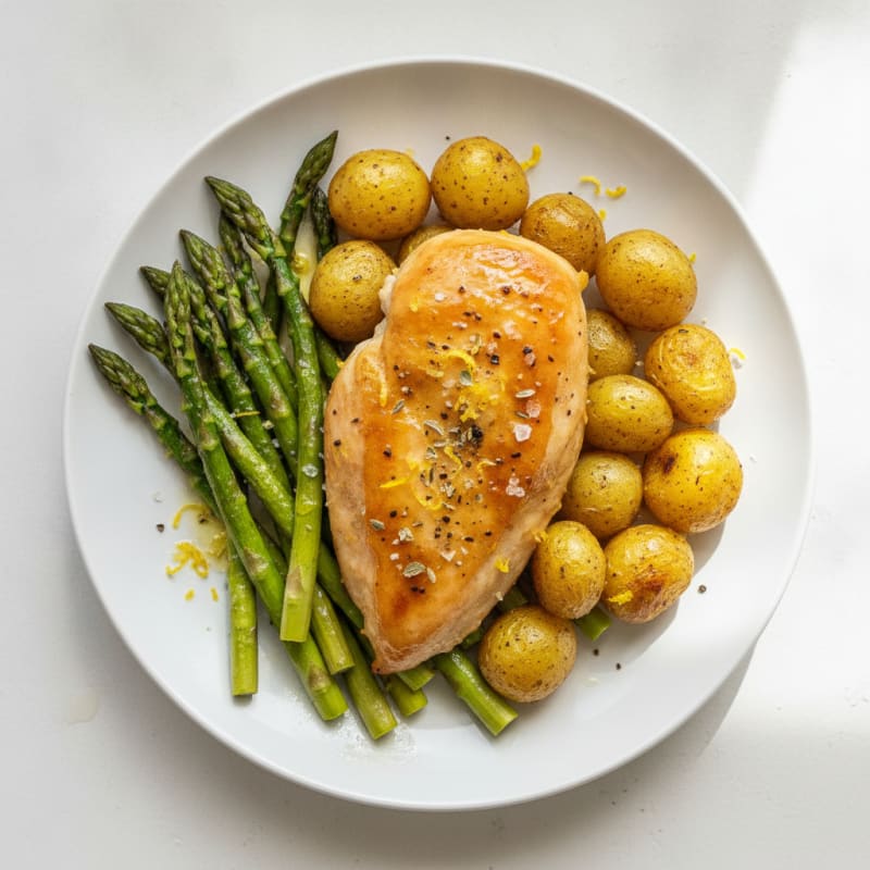 Lemon Herb Roasted Chicken with Asparagus