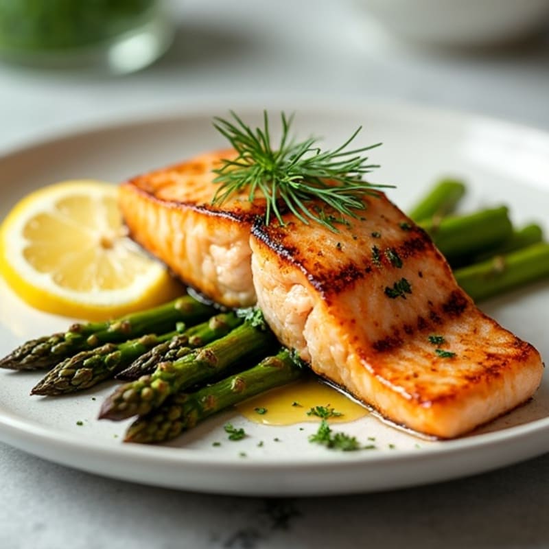 Lemon Herb Grilled Salmon with Crispy Roasted Asparagus