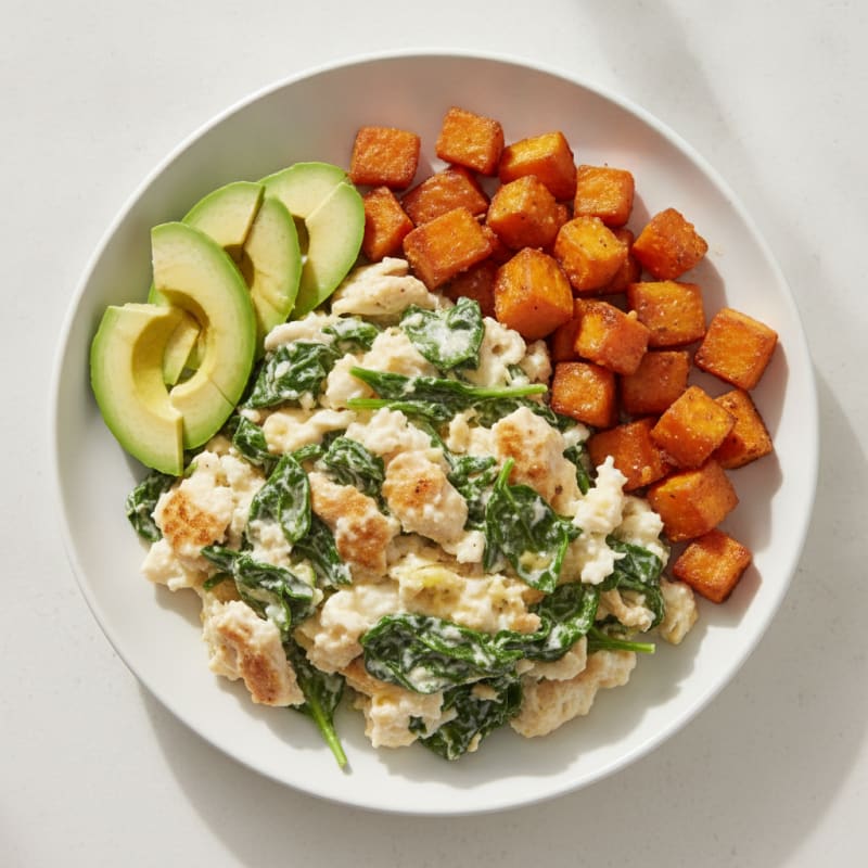 Spinach and Chicken Egg White Scramble