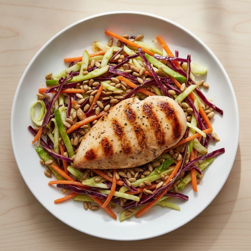 Grilled Chicken Breast with Crunchy Cabbage Slaw