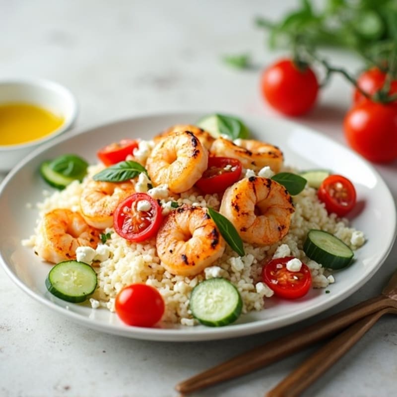 Fresh Feta and Tomato Salad with Fluffy Rice