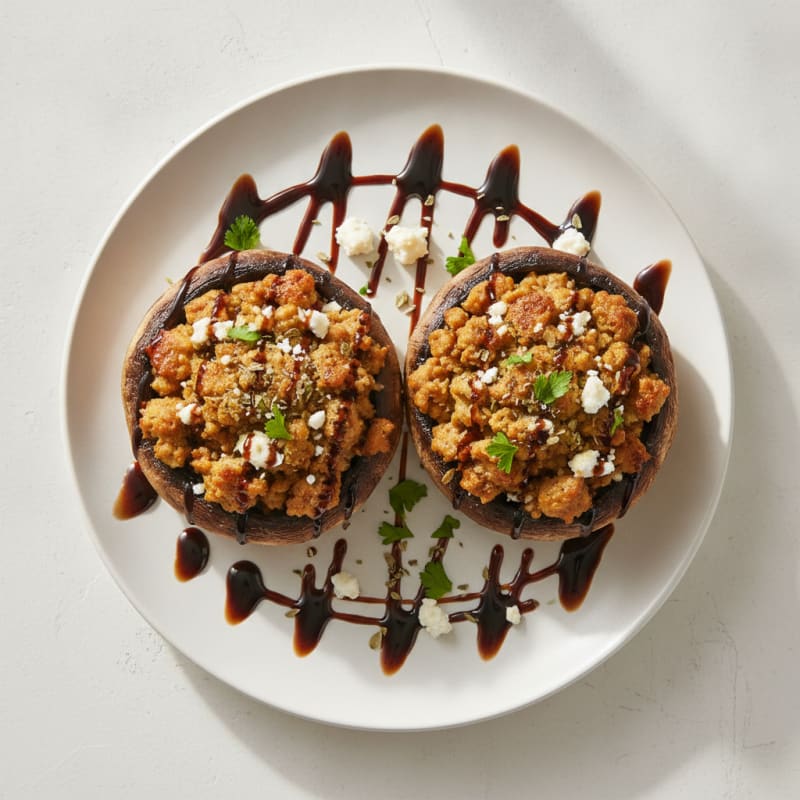 Herb-Stuffed Portobello Mushrooms with Balsamic Glaze