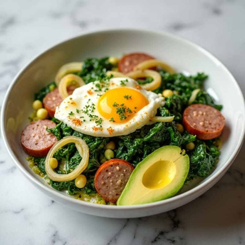 Egg White and Spinach Scramble with Turkey Sausage