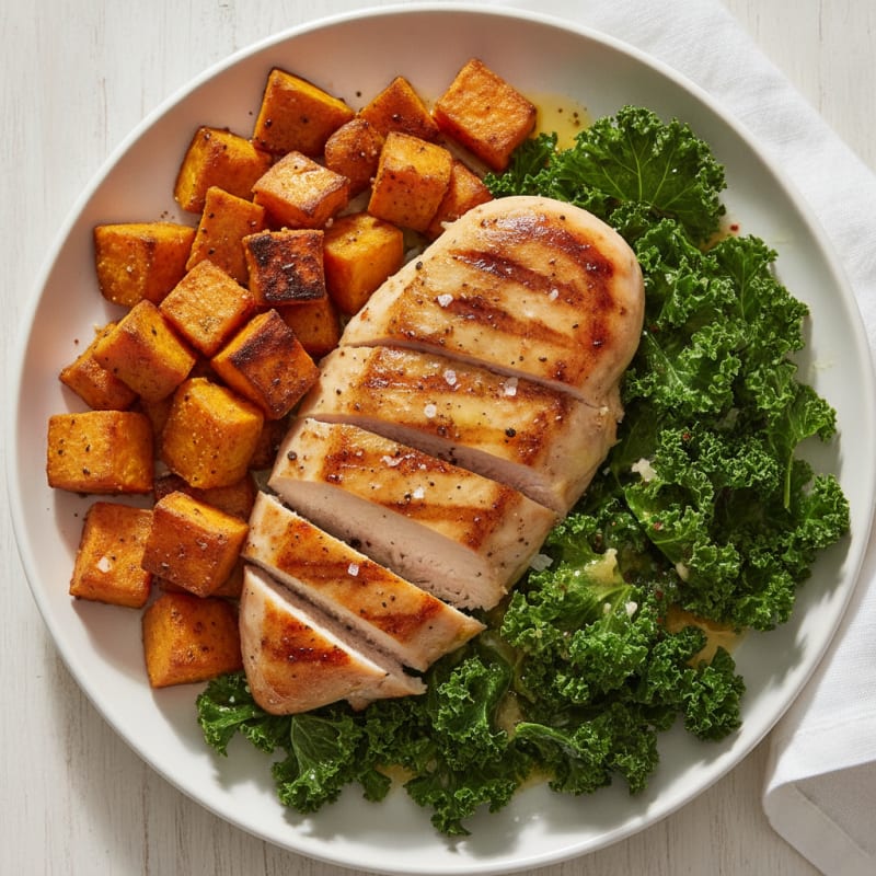 Pan-Seared Chicken with Roasted Sweet Potatoes