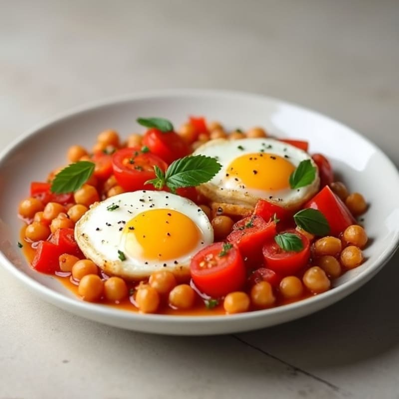 Savory Tomato Pepper Poached Eggs