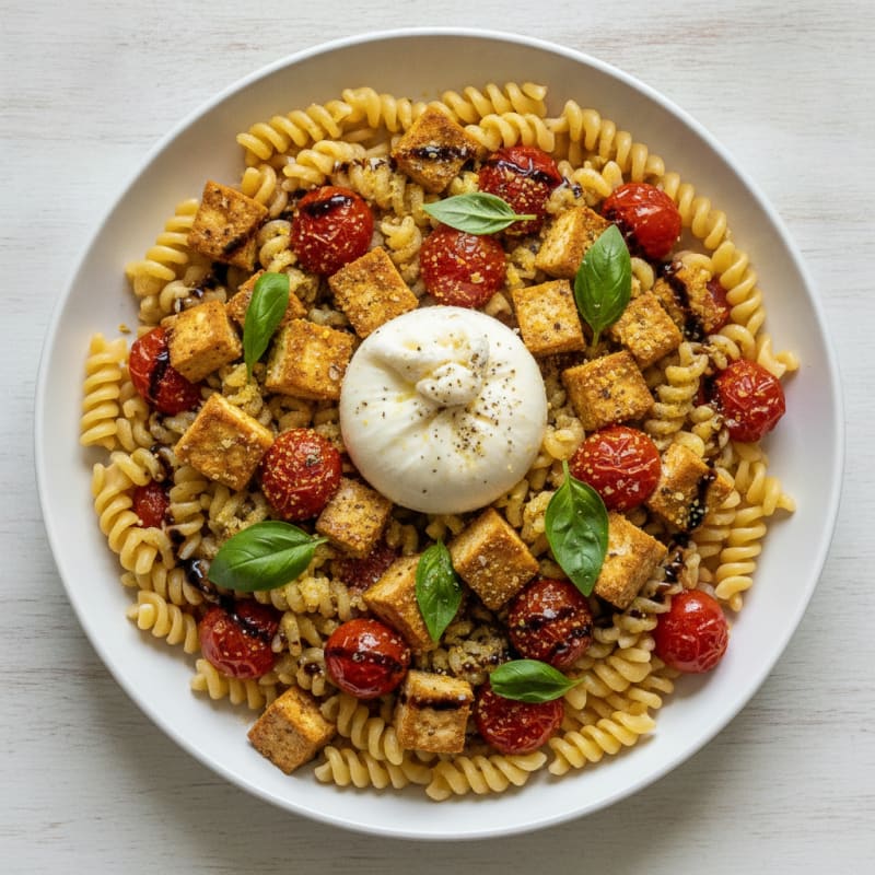 Burrata Pasta with Roasted Tomatoes and Tofu