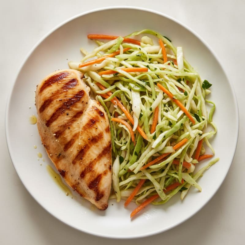 Grilled Chicken Breast with Crunchy Cabbage Slaw