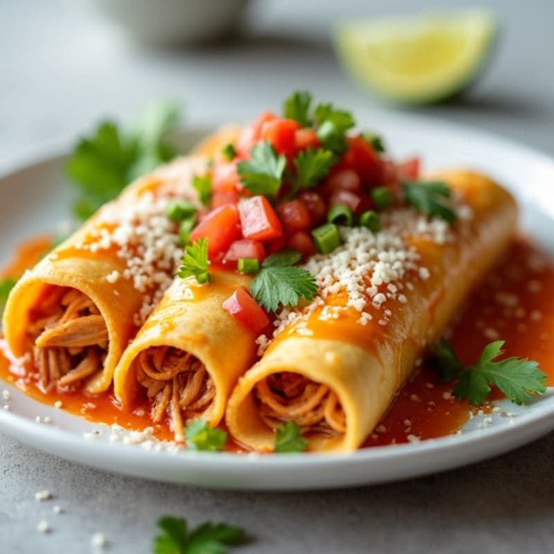 Baked Shredded Chicken Enchiladas with Tangy Green Chile Sauce