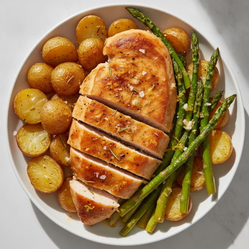 Lemon Herb Roasted Chicken with Asparagus