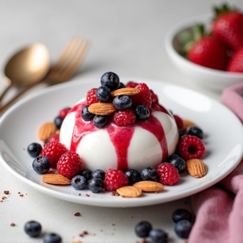 Silky Protein Greek Yogurt with Mixed Berries and Almonds