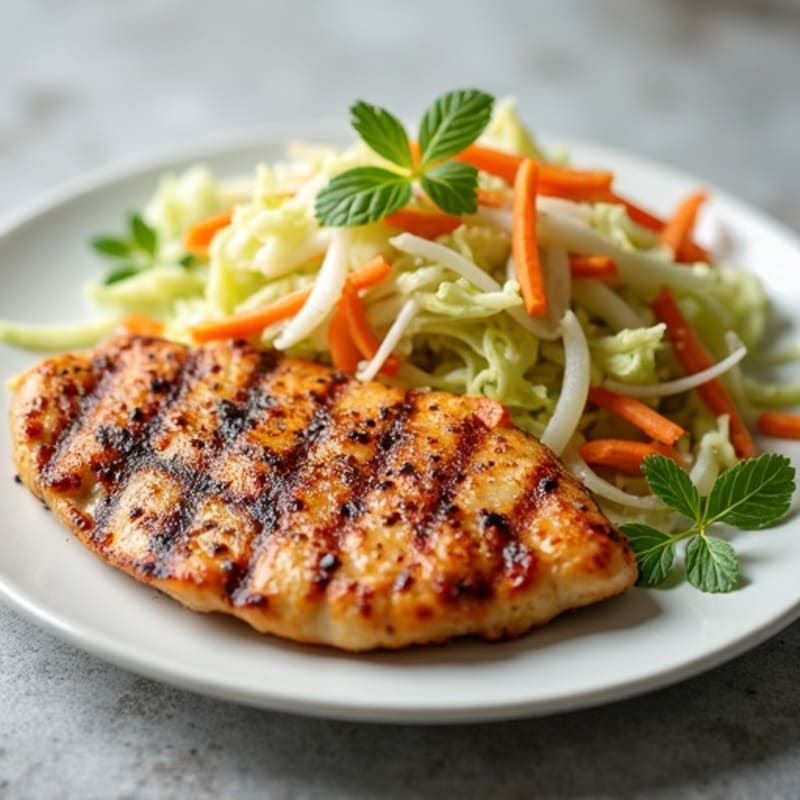 Grilled Chicken Breast with Crunchy Cabbage Slaw