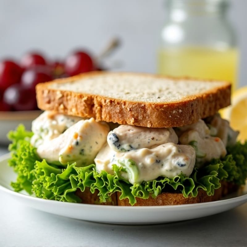Healthy Creamy Chicken Salad Sandwich with Fresh Greens