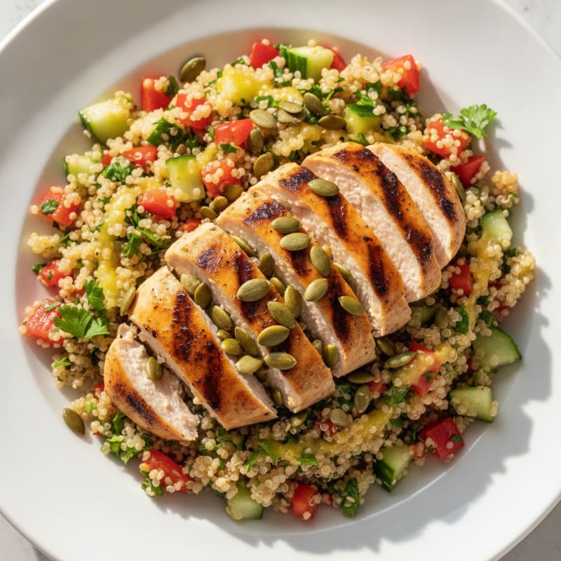 Grilled Chicken Breast with Crunchy Quinoa Salad