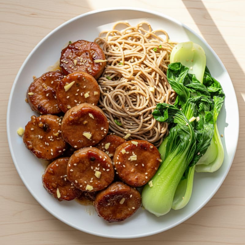 Honey-Garlic Char Siu Pork with Bok Choy