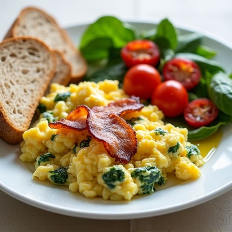 Egg White Scramble with Spinach and Turkey Bacon