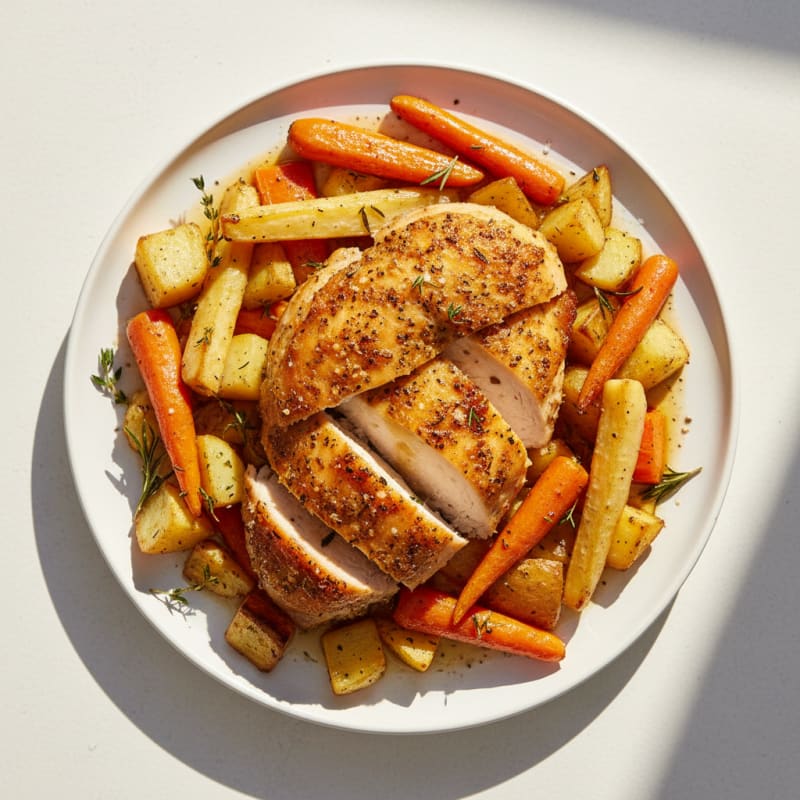 Garlic Herb Roasted Chicken with Root Vegetables