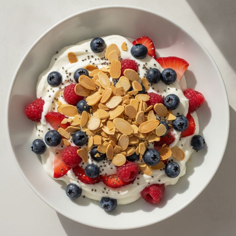 Greek Yogurt Protein Parfait with Berries and Almonds